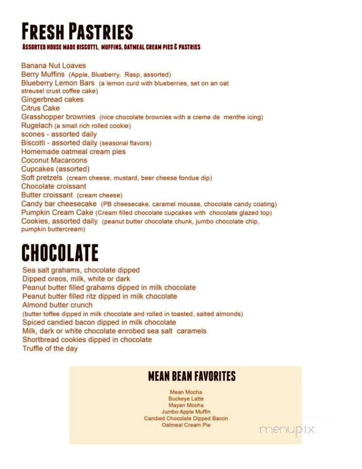 Mean Bean - Columbus, OH menu_pic