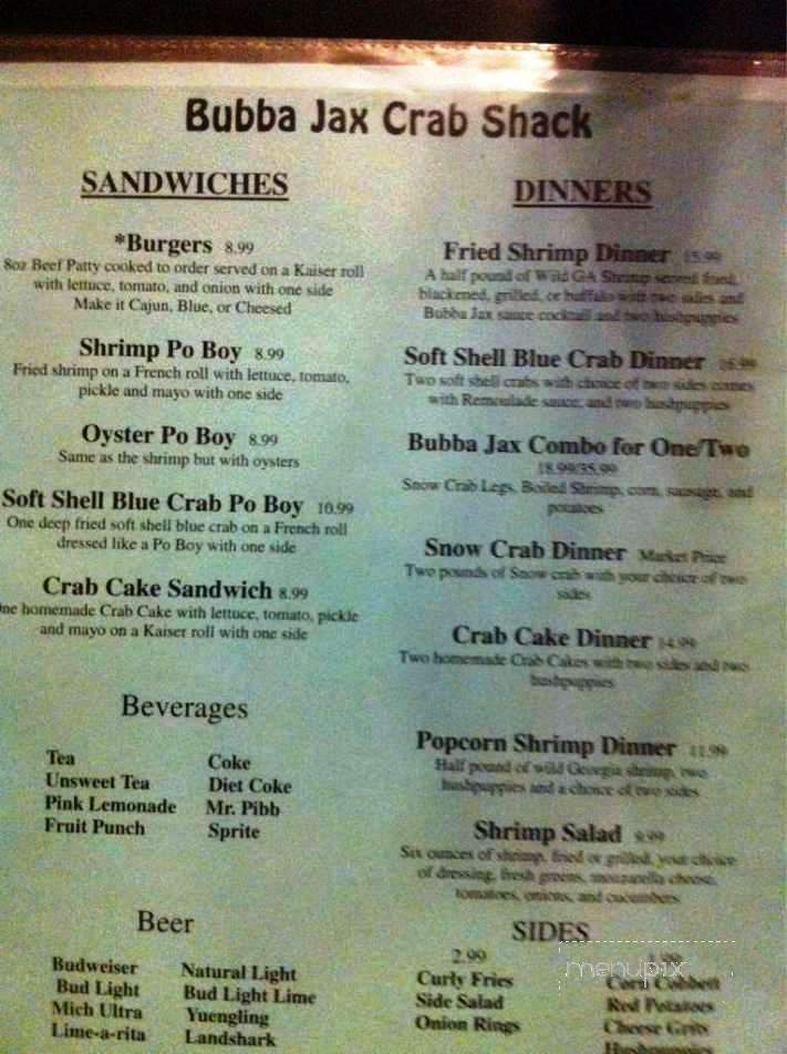 Bubba Jax Crab Shack - Valdosta, GA menu_pic