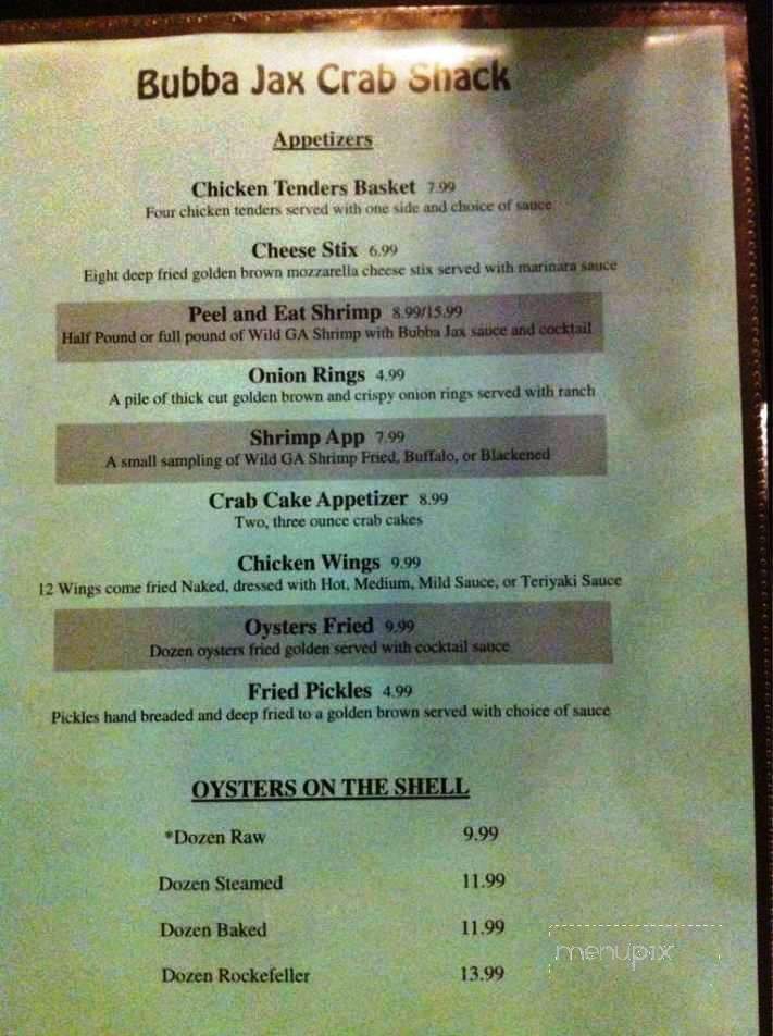 Bubba Jax Crab Shack - Valdosta, GA menu_pic