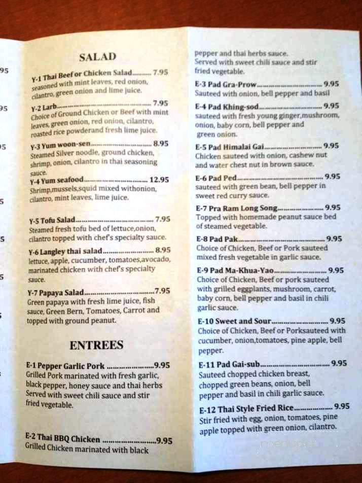 Langley Thai - Hampton, VA menu_pic