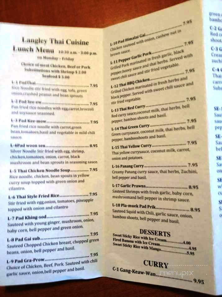 Langley Thai - Hampton, VA menu_pic