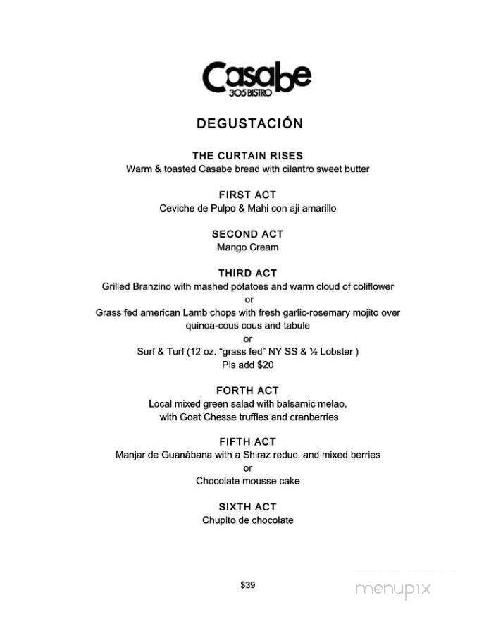 Casabe 305 Bistro - Miami, FL menu_pic