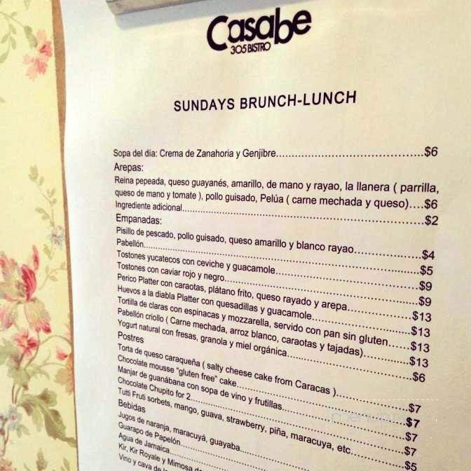 Casabe 305 Bistro - Miami, FL menu_pic