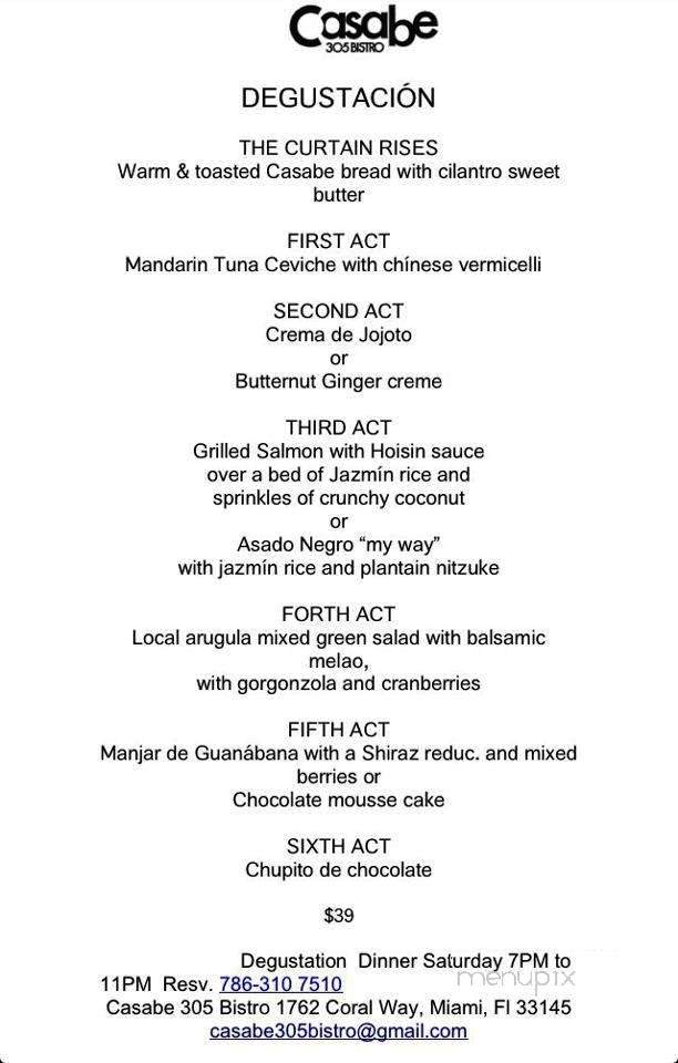 Casabe 305 Bistro - Miami, FL menu_pic