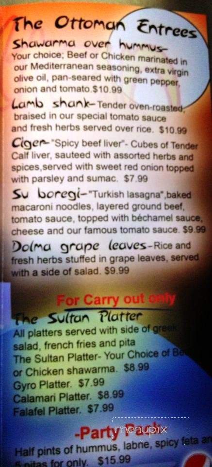 The Sultan - Columbus, OH menu_pic