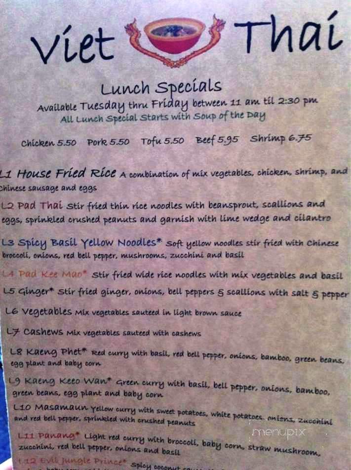 Viet Thai Restaurant - Rochester, NY menu_pic