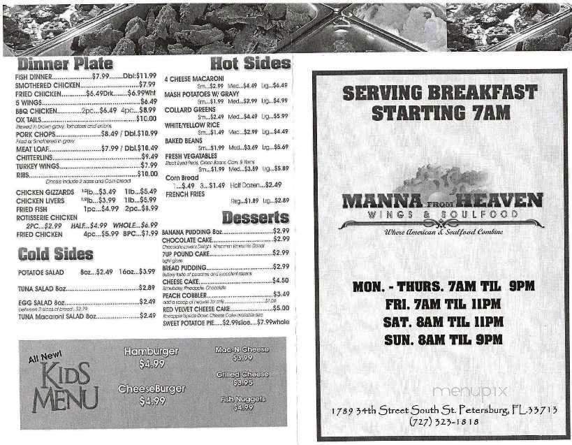 Manna From Heaven - St Petersburg, FL menu_pic