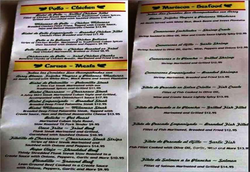 Guarapo's Cuban Cuisine - Boynton Beach, FL menu_pic