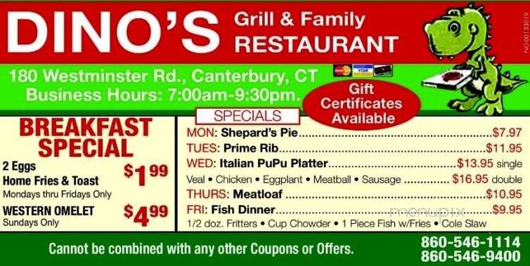 Dino's Grill - Canterbury, CT menu_pic