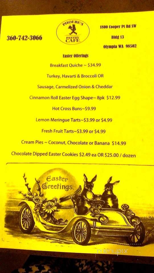 Phoebe's Pastry Cafe - Olympia, WA menu_pic