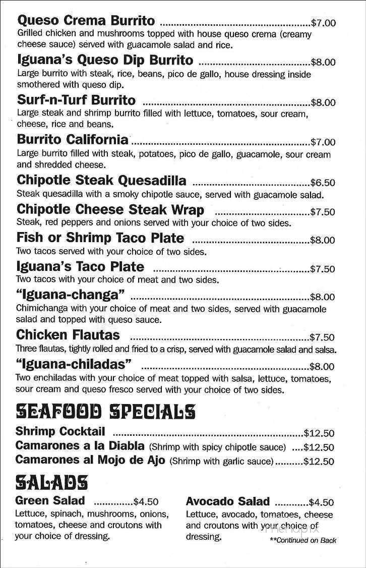 Iguana's Mexican Street Cafe - La Crosse, WI menu_pic