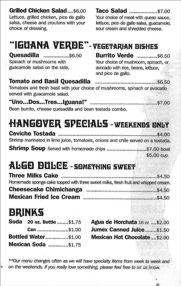Iguana's Mexican Street Cafe - La Crosse, WI menu_pic