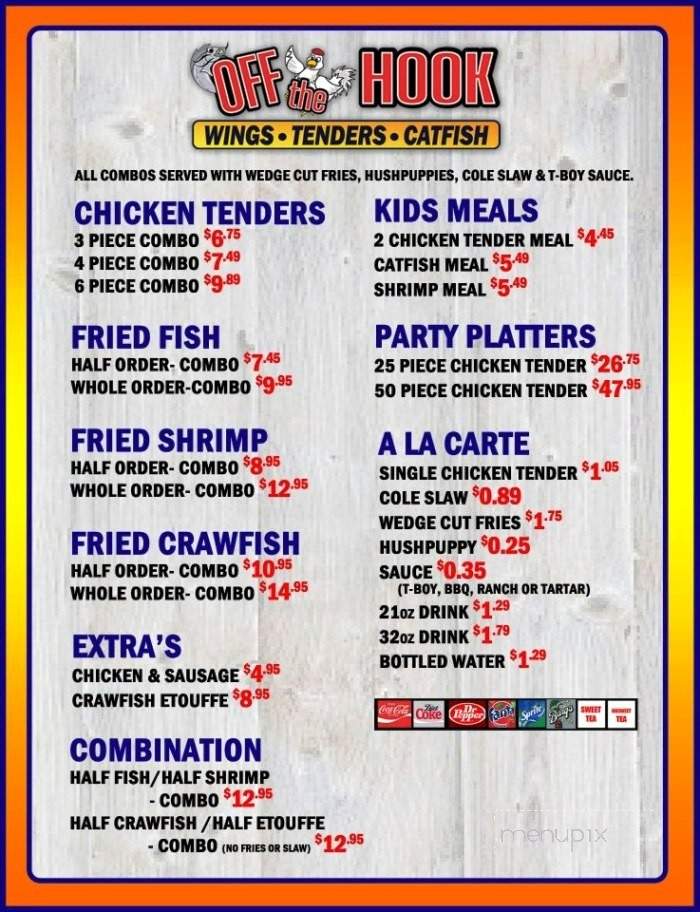 Off the Hook - Thibodaux, LA menu_pic