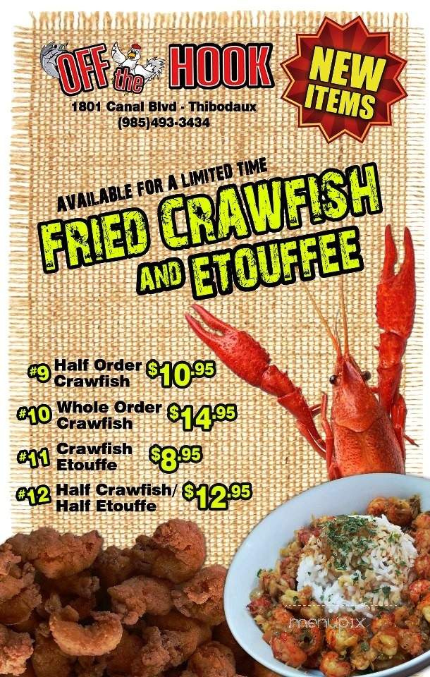 Off the Hook - Thibodaux, LA menu_pic
