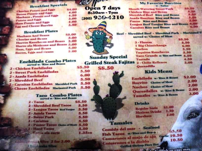 El Paisa - Coeur D'Alene, ID menu_pic