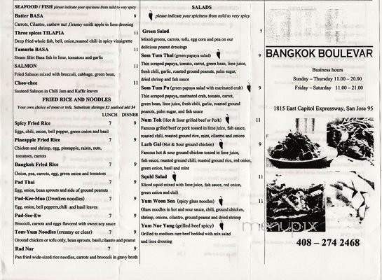 Bangkok Boulevard - San Jose, CA menu_pic