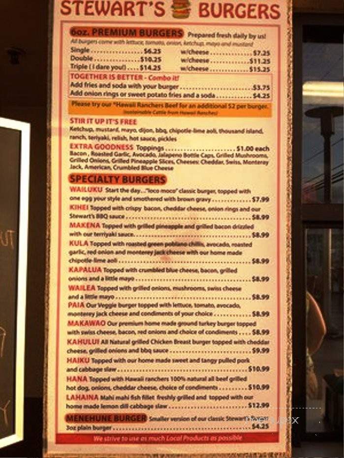 Stewart's Burgers - Kihei, HI menu_pic