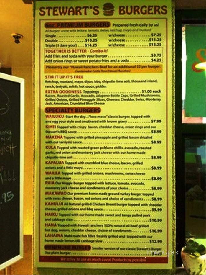 Stewart's Burgers - Kihei, HI menu_pic