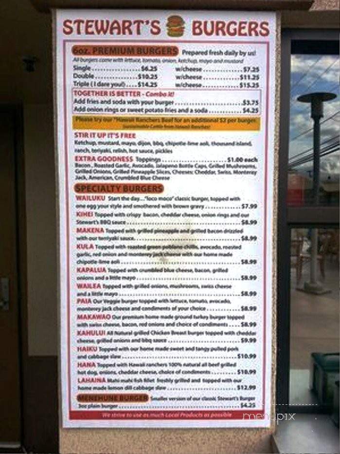 Stewart's Burgers - Kihei, HI menu_pic