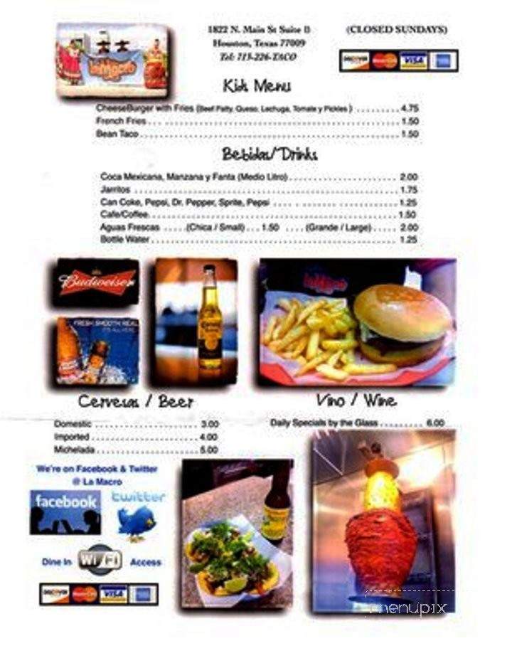 /380168541/Taqueria-la-Macro-Menu-Houston-TX - Houston, TX