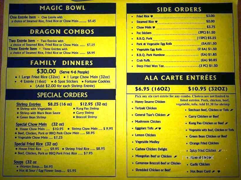 Magic Dragon Chinese Eatery - Seattle, WA menu_pic