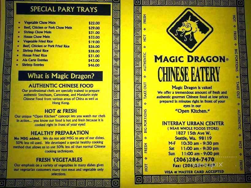 Magic Dragon Chinese Eatery - Seattle, WA menu_pic