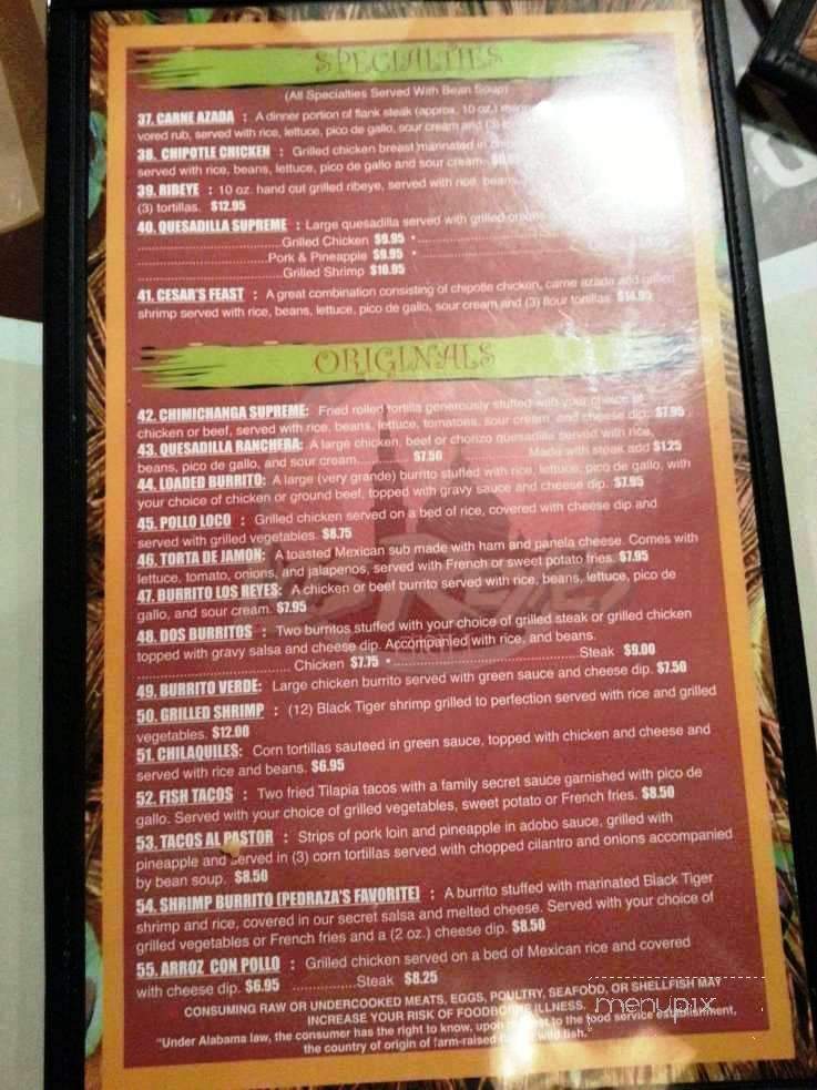 Los Reyes Mexican Grill - Jasper, AL menu_pic