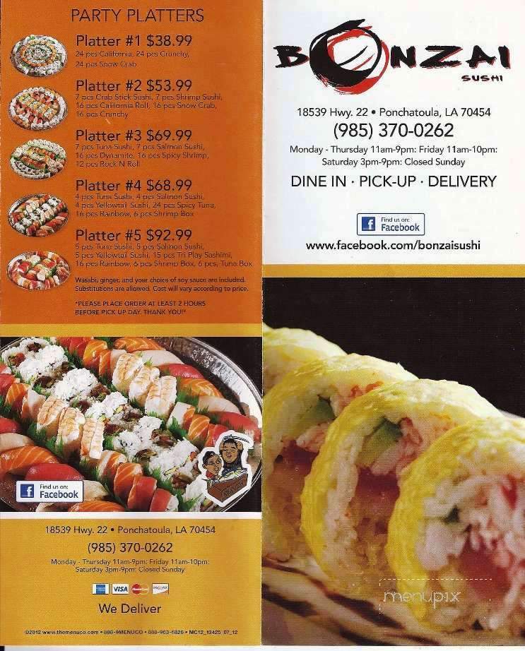 Bonzai Sushi - Ponchatoula, LA menu_pic