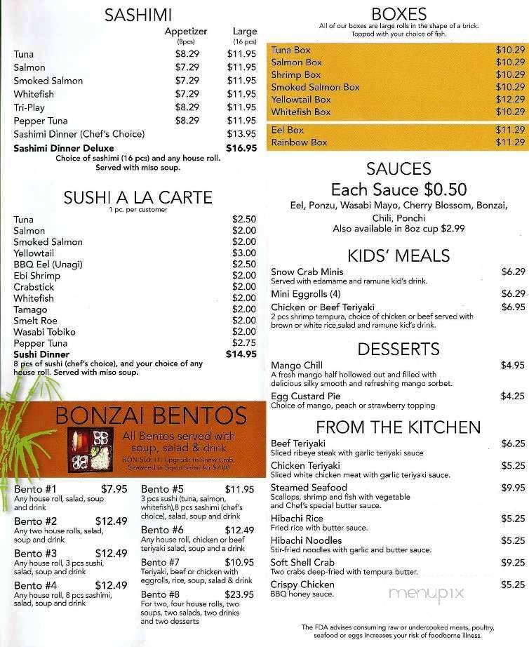 Bonzai Sushi - Ponchatoula, LA menu_pic