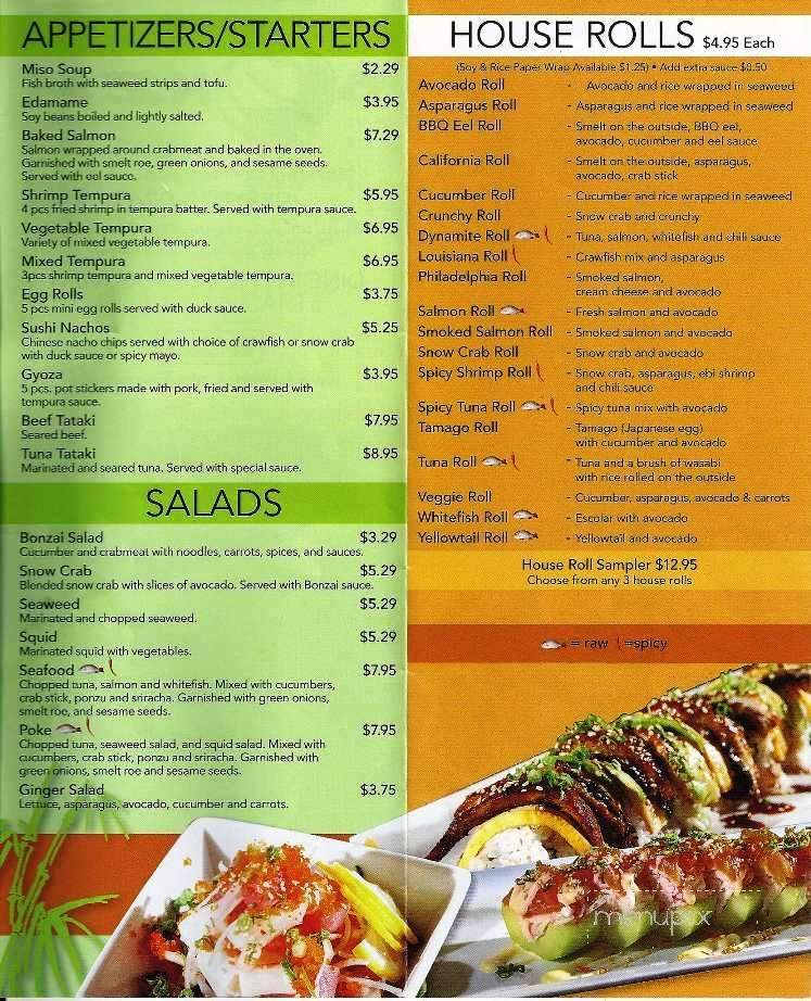 Bonzai Sushi - Ponchatoula, LA menu_pic
