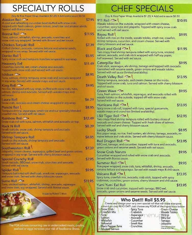 Bonzai Sushi - Ponchatoula, LA menu_pic