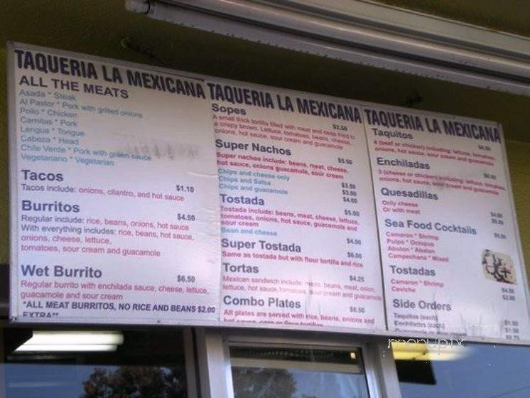 Taqueria la Mexicana #5 - Long Beach, CA menu_pic
