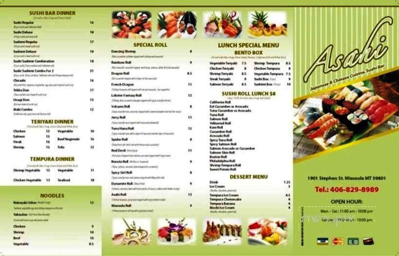 Asahi - Missoula, Mt menu_pic