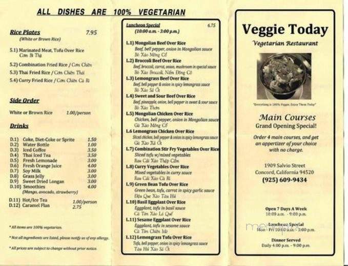 Veggie Today - Concord, CA menu_pic