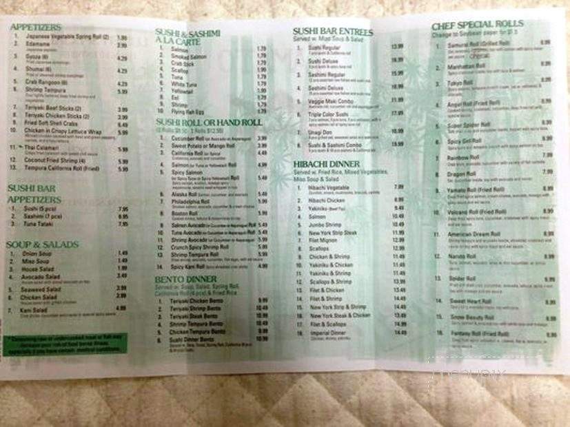 Yamato Japanese Steakhouse - Decherd, TN menu_pic