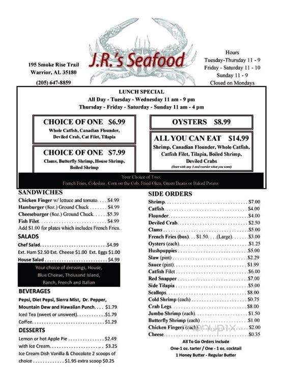 J.R.'s Seafood - Warrior, AL menu_pic
