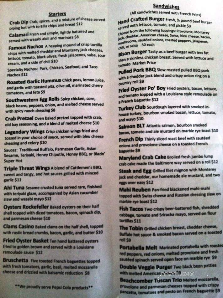 Beachcomber - Rehoboth Beach, DE menu_pic