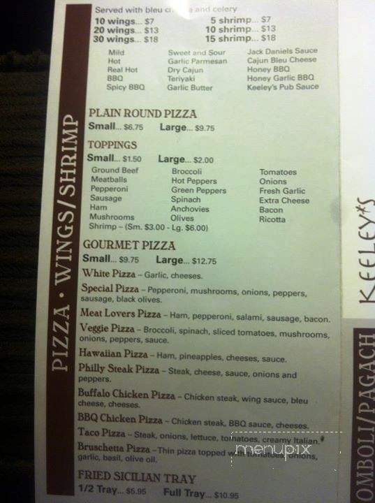 Keely's Alehouse & Grille - Kingston, PA menu_pic