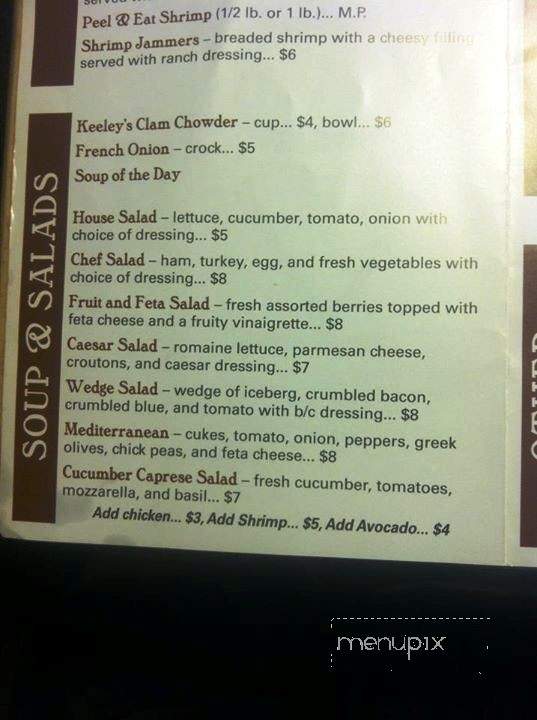 Keely's Alehouse & Grille - Kingston, PA menu_pic