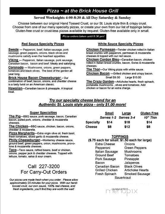 Brick House Grill - Lindsborg, KS menu_pic