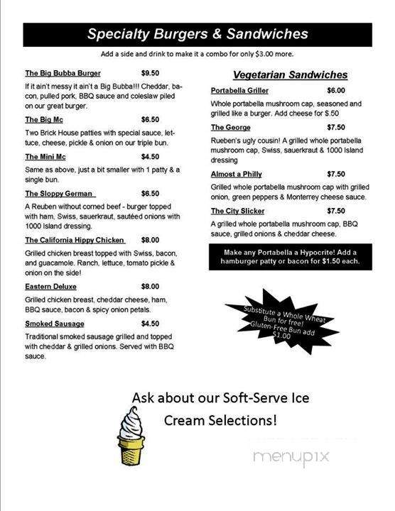 Brick House Grill - Lindsborg, KS menu_pic