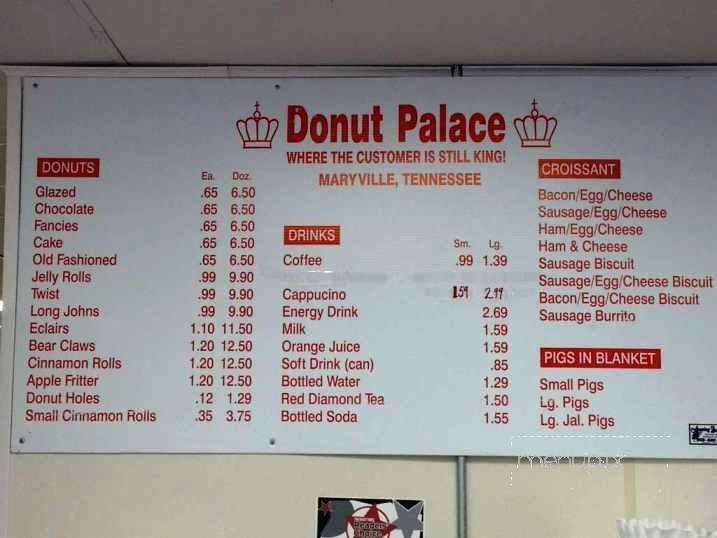 Donut Palace - Maryville, TN menu_pic