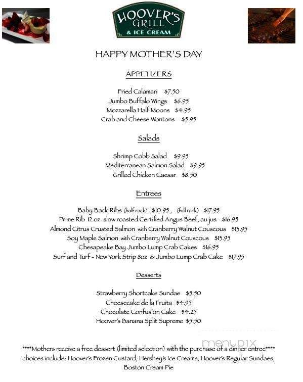 Hoover's Grill Ice Cream - Chambersburg, PA menu_pic