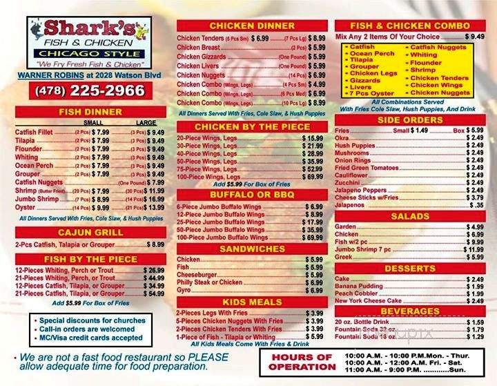 Sharks Fish and Chicken Chicago Style - Warner Robins, GA menu_pic