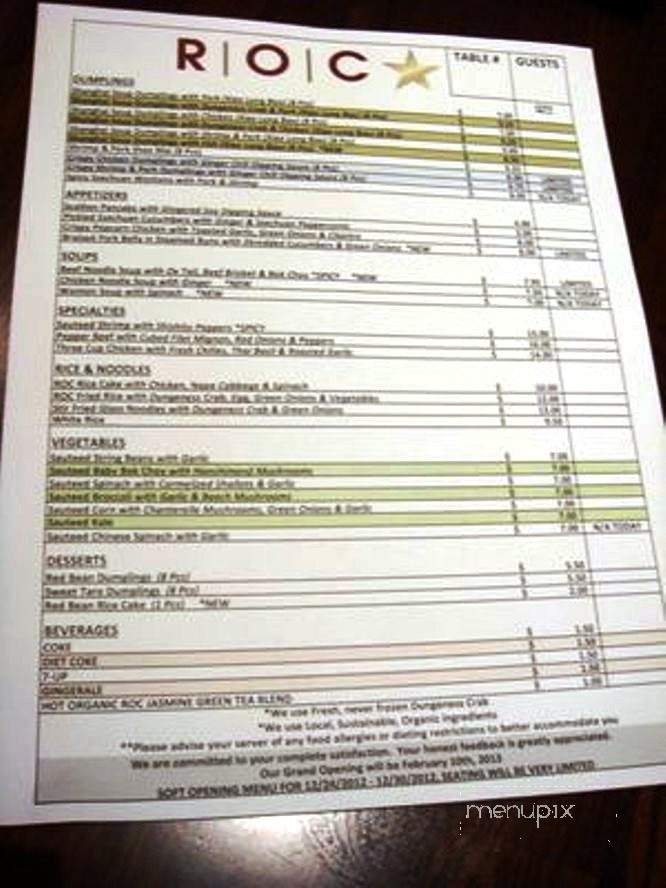 ROC Kitchen - Los Angeles, CA menu_pic
