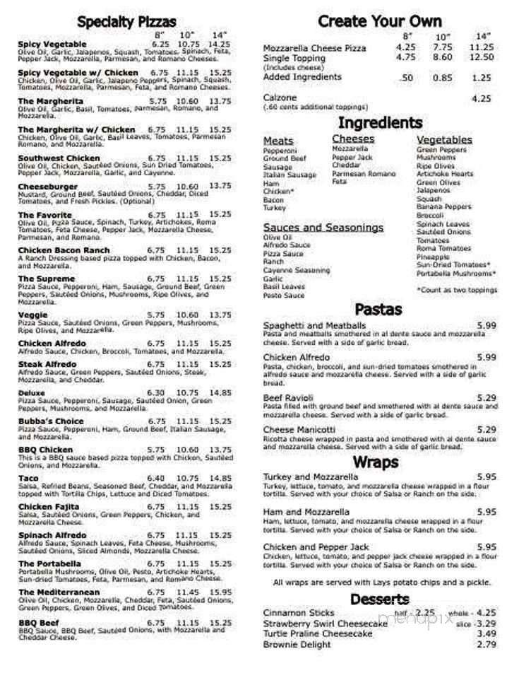 Brick Oven Pizza Co. of Cabot - Jonesboro, AR menu_pic