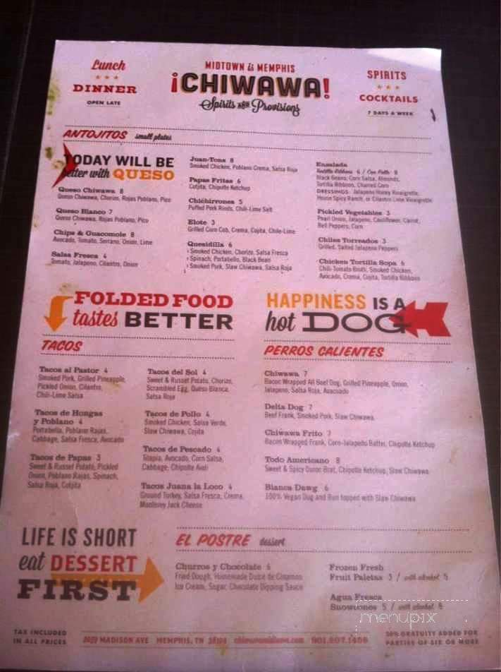 Chiwawa - Memphis, TN menu_pic