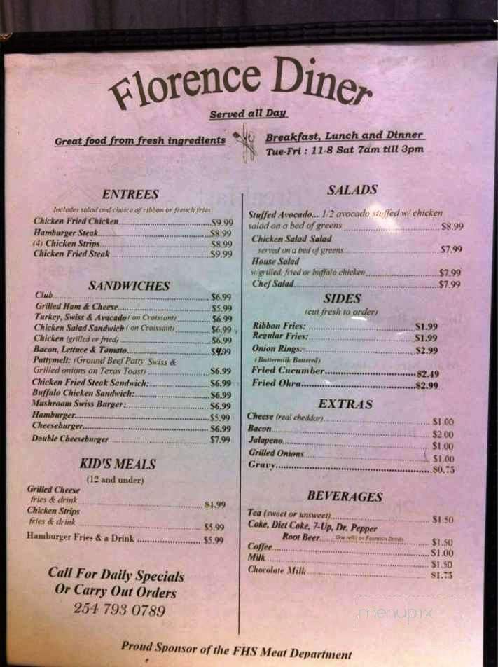 Florence Diner - Florence, TX menu_pic