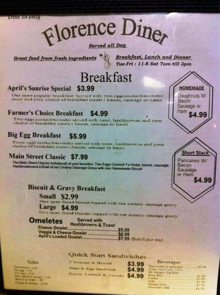 Florence Diner - Florence, TX menu_pic