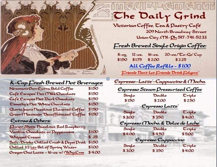 Daily Grind Coffee Cafe' & Deli - Union City, MI menu_pic